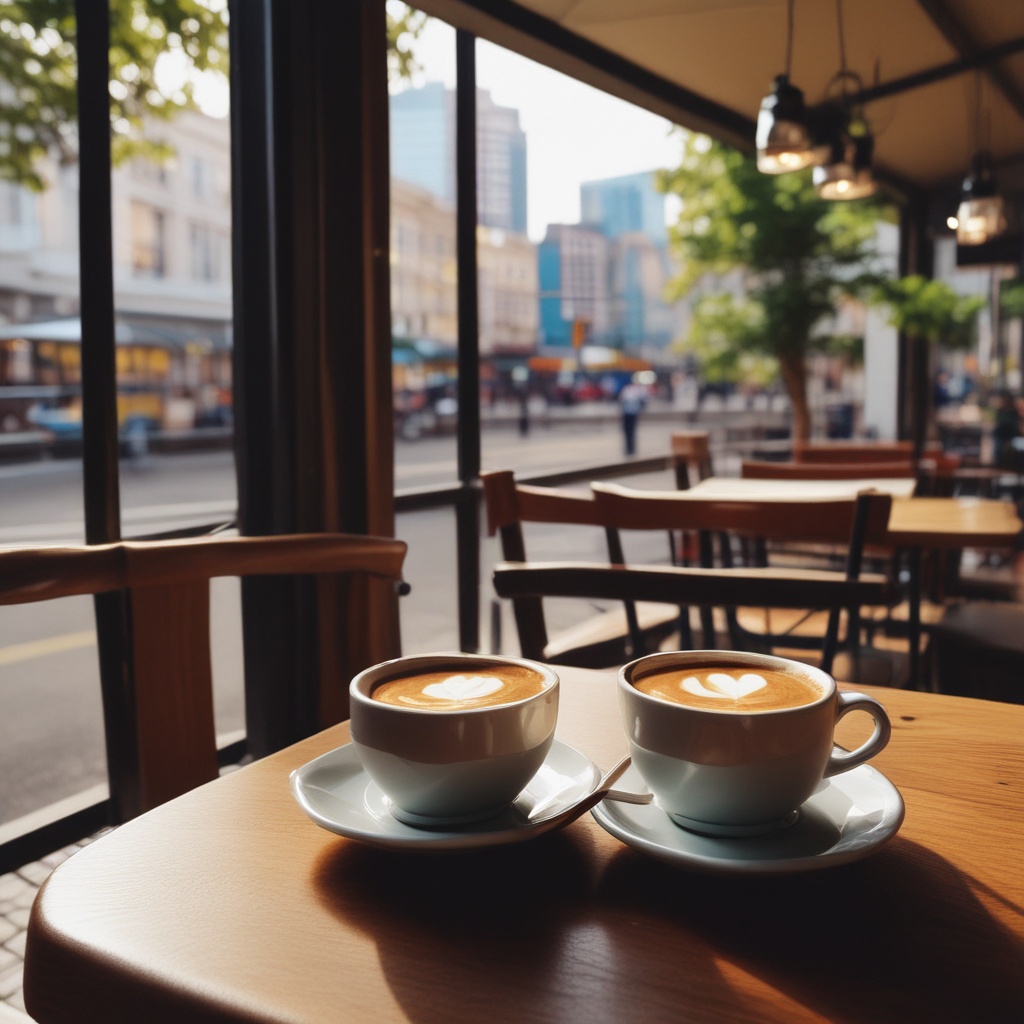 Relaxing cafe atmosphere with coffee